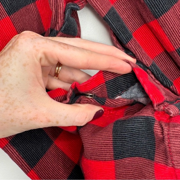Vintage OshKosh Toddler Red & Black Checkered Corduroy Overalls Size 24 Months - Picture 5 of 8